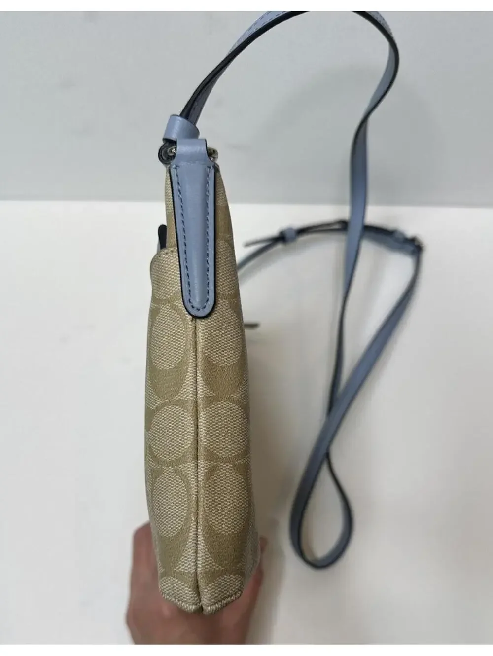 Coach SIgnature East West Crossbody Handbag Light Khaki Pool  Zip Pouch F58316 - Picture 6 of 9